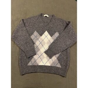 Pringle Men's V Neck Agile Pattern Wool Sweater Made In Scotland Size 42 /107